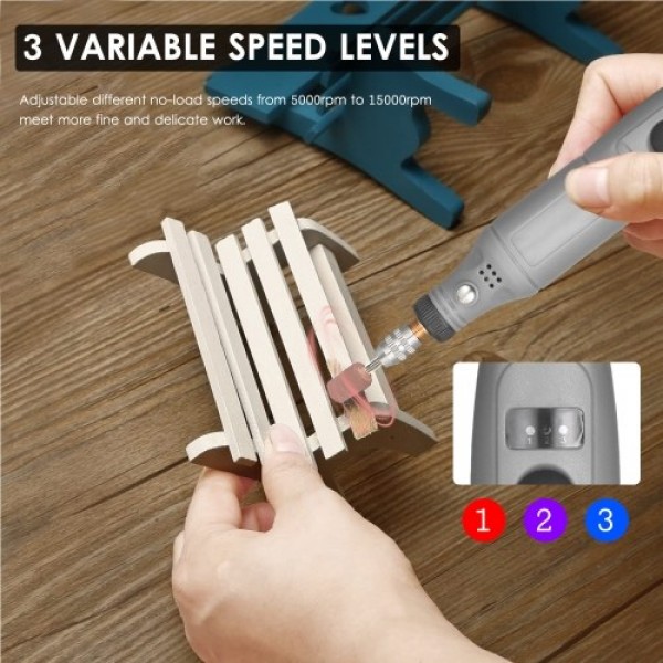 12V Mini Rotary Tool Portable Electric Grinder 5000-15000rpm Variable Speed Rotary Cutter with 24Pcs Attachments for Crafting Pr