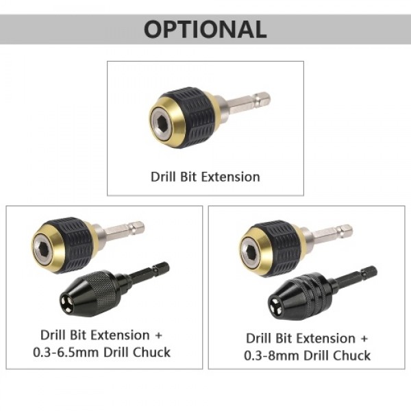 Quick Change Bit Holder 1/4 Inch Hex Shank Drill Bit Extension Chuck Adapter Connector Built-in Spring Quick to Install and Rele