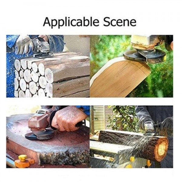 6-Teeth Power Wood Carving Disc Tool Milling Cutter Woodworking Turbo Tea Tray Digging for 16mm Aperture Angle Grinder Gold Arc