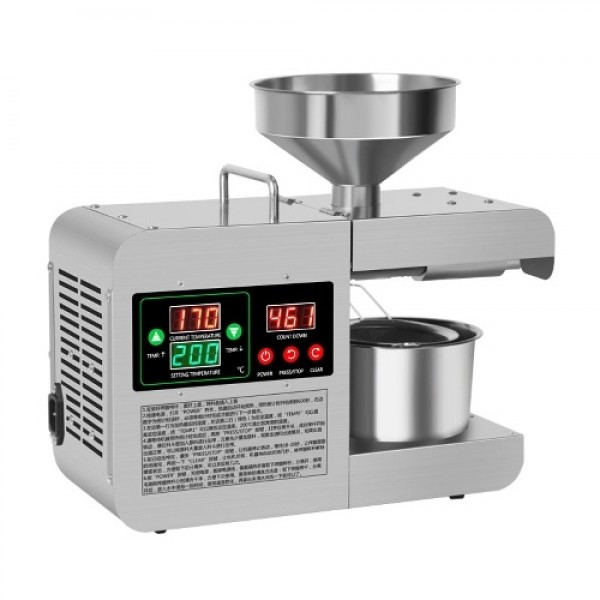 600W 220 V Large Color Digital Dispaly Home Household Kitchen Intelligent Stainless Steel Electric Oil Press Machine Family Oil 