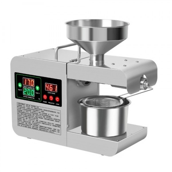 600W 220 V Large Color Digital Dispaly Home Household Kitchen Intelligent Stainless Steel Electric Oil Press Machine Family Oil 