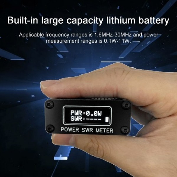 1.6MHz-30MHz 0.1W-11W QRP SWR Shortwave Standing Waves Meter Portable SWR Shortwave Power Meter USB Firmware Upgrade with Displa