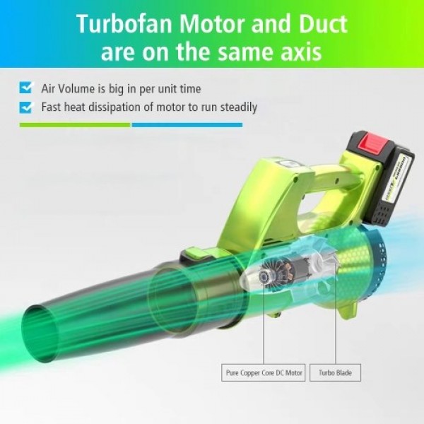 Cordless Leaf Blower with 21V Battery Charger Variable Speed Lightweight for Lawn Care Snow Blowing and Cleaning Debris and Dust