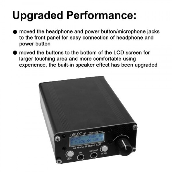 uSDR uSDX+Plus V2 8 Bands SDR Transceivers HF SSB QRP Portable High Frequency Short Waves Transceivers LCD Display Speaker Micro