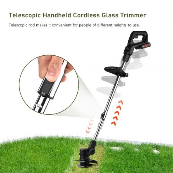24V Telescopic Handheld Cordless Grass Trimmer Electric Lawn Mower 7500mAh Rechargeable Battery Fast Charger Multi Function Powe