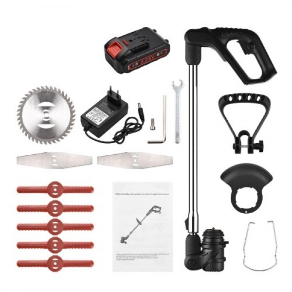 24V Telescopic Handheld Cordless Grass Trimmer Electric Lawn Mower 7500mAh Rechargeable Battery Fast Charger Multi Function Powe