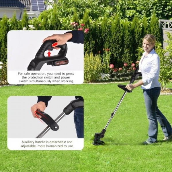 24V Telescopic Handheld Cordless Grass Trimmer Electric Lawn Mower 7500mAh Rechargeable Battery Fast Charger Multi Function Powe