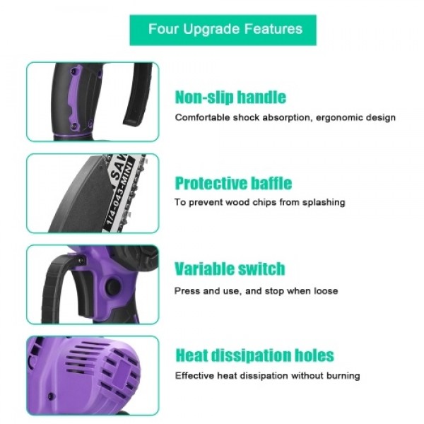 21V 8inch Portable Electric Pruning Saw Small Wood Spliting Chainsaw Brushless Motor One-handed Woodworking Tool for Garden Orch
