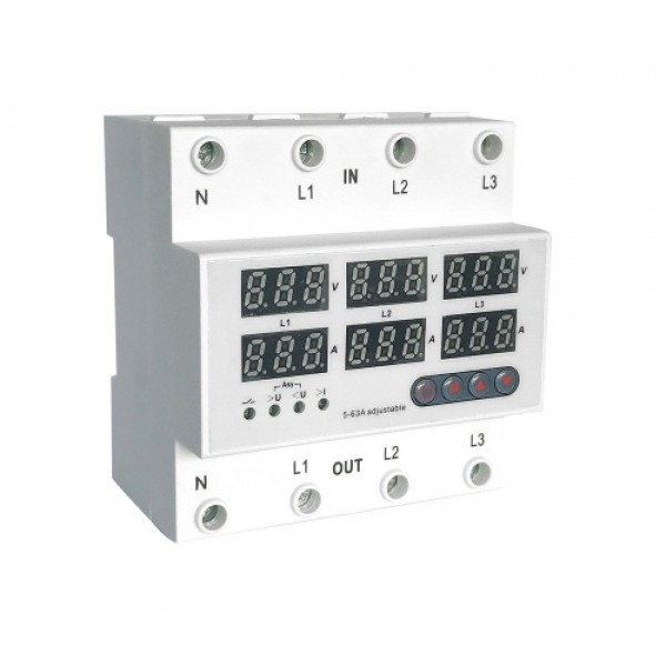 3-Phase Four-wire Din Rail Over and Under Voltage ...