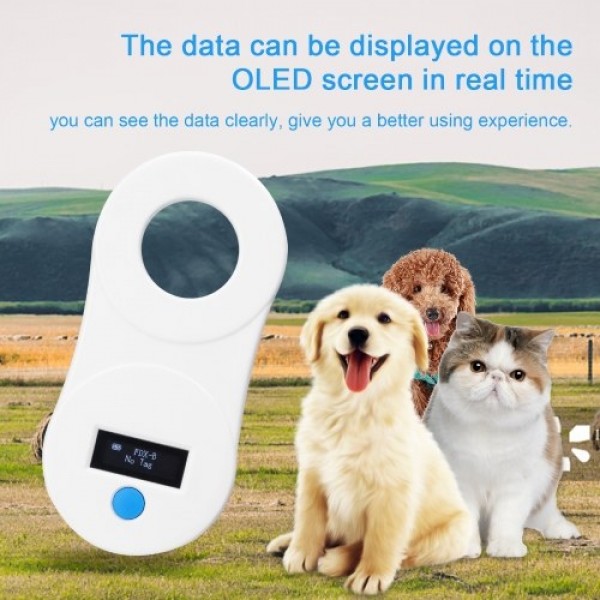 134.2KHz Animal Chip Scanner Handheld Portable Animal Chip Scanning Tool Poultry Pet Management Chip Scanner OLED Display for Ch