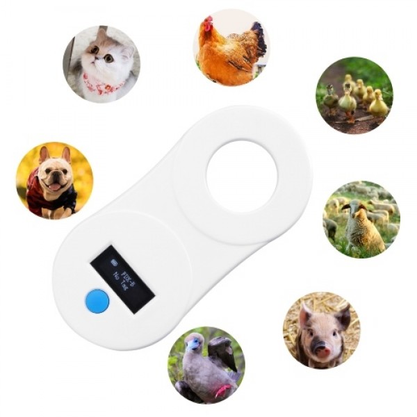 134.2KHz Animal Chip Scanner Handheld Portable Animal Chip Scanning Tool Poultry Pet Management Chip Scanner OLED Display for Ch