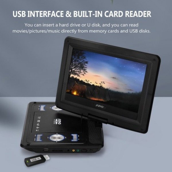 10.1inch High Denifition TV DVD Player Portable VCD MP3 MPEG Viewer with Game Handle and Compact Disc