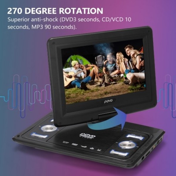 10.1inch High Denifition TV DVD Player Portable VCD MP3 MPEG Viewer with Game Handle and Compact Disc