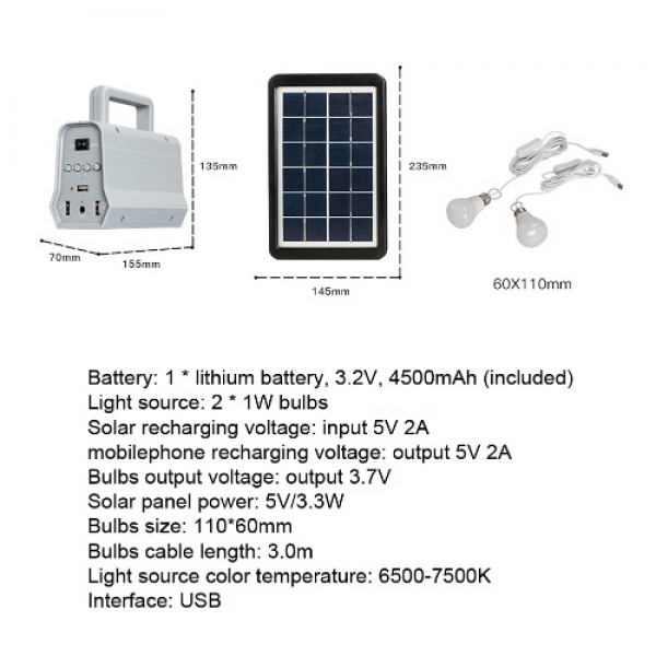 Portable Outdoor Solar Power Ligh System Outdoor Camping Travel Mobiles Solar Panel Bulbs Set Home Outdoor Intelligent BT Speake