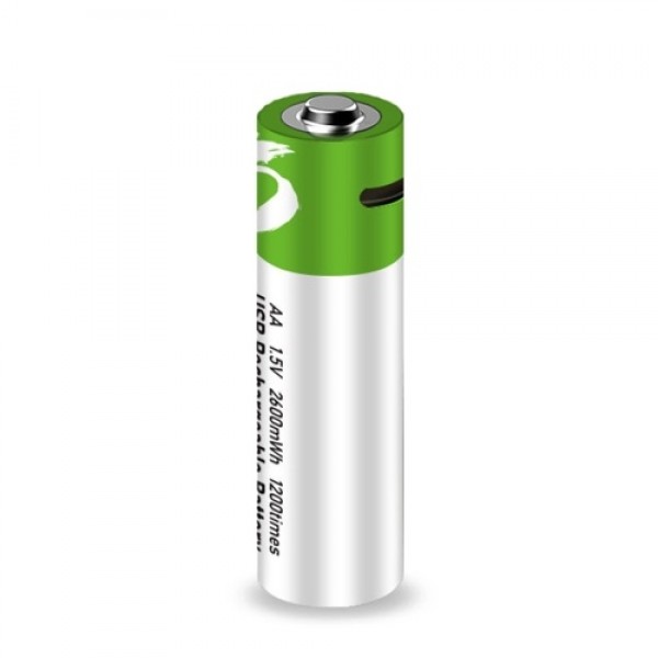 Type-C Port Rechargeable AA Lithium Battery 1.5V Battery 2600mWh High Capacity Constant Voltage Quick Recharge Environmental Fri