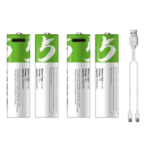 Type-C Port Rechargeable AA Lithium Battery 1.5V B...