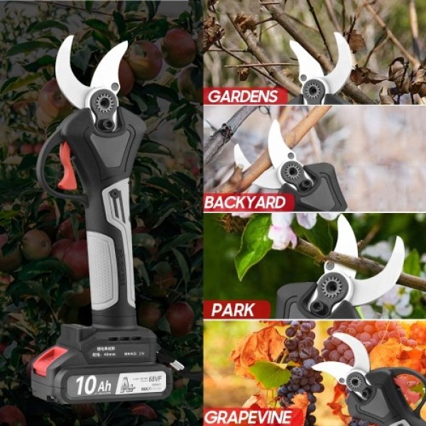 21V Brushless Cordless Electric Pruning Shears Rechargeable 2.0A Lithium Battery Powered Tree Branch Pruner Garden Clippers 40mm