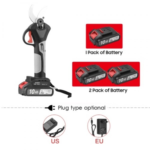 21V Brushless Cordless Electric Pruning Shears Rechargeable 2.0A Lithium Battery Powered Tree Branch Pruner Garden Clippers 40mm