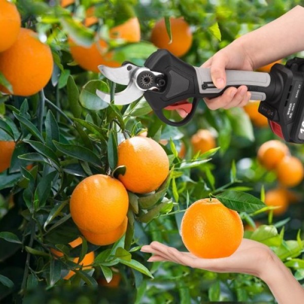 21V Brushless Cordless Electric Pruning Shears Rechargeable 2.0A Lithium Battery Powered Tree Branch Pruner Garden Clippers 40mm