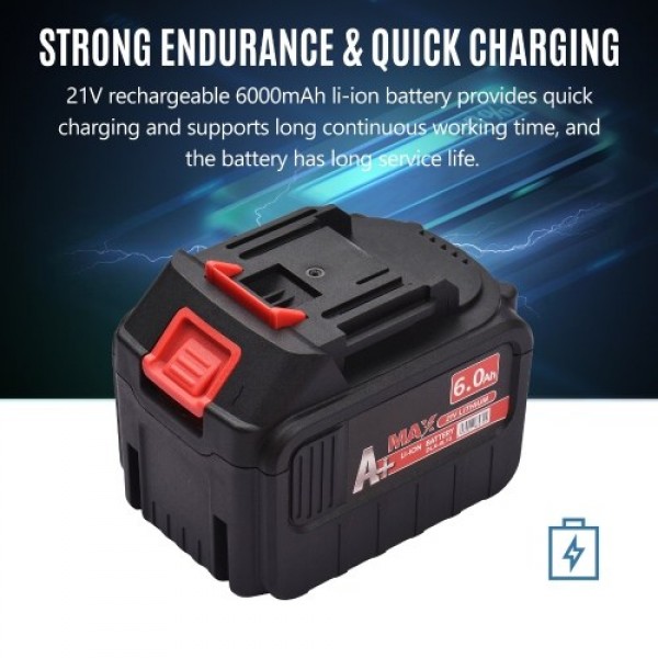 21V Brushless Mini Cordless Chainsaw 10-inch Electric Chain Saw Handheld Pruning Saw 6.0Ah Rechargeable Battery Fast Charger Pow