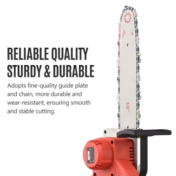21V Brushless Mini Cordless Chainsaw 10-inch Electric Chain Saw Handheld Pruning Saw 6.0Ah Rechargeable Battery Fast Charger Pow