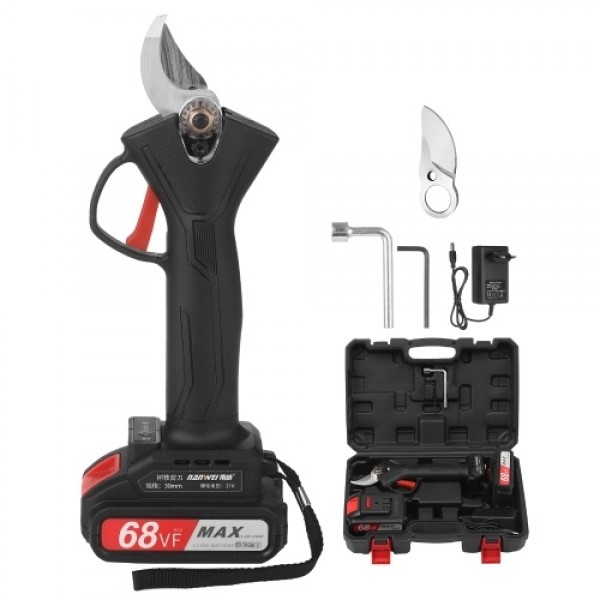 21V Brushless Cordless Electric Pruning Shears Rechargeable 2.0A Lithium Battery Powered Tree Branch Pruner Garden Clippers 30mm