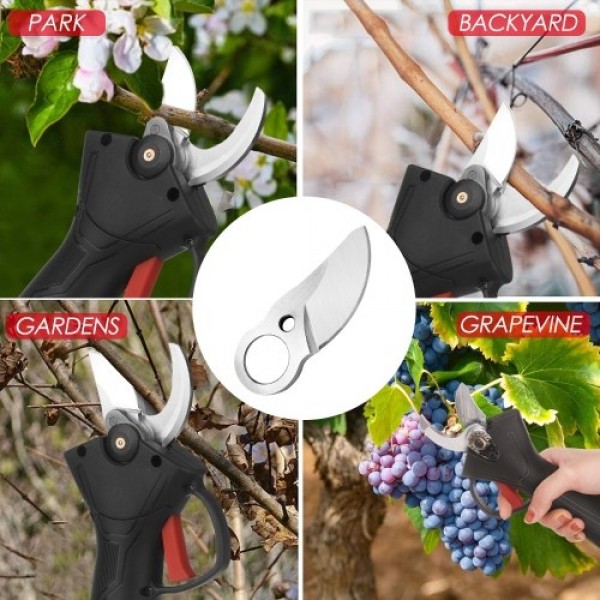 21V Brushless Cordless Electric Pruning Shears Rechargeable 2.0A Lithium Battery Powered Tree Branch Pruner Garden Clippers 30mm