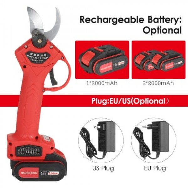 16.8V Professional Cordless Electric Pruning Shears Pruner Garden Branch Trimming and Pruning Cutters with One 2000mAh Rechargea