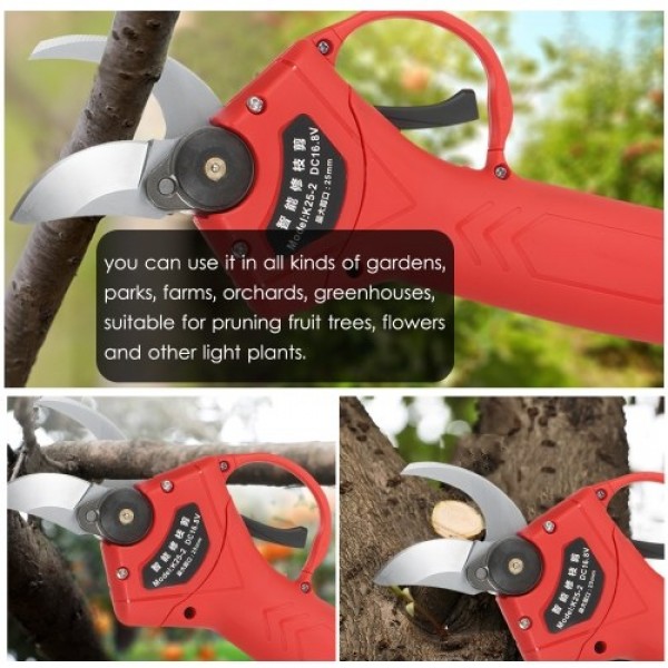 16.8V Professional Cordless Electric Pruning Shears Pruner Garden Branch Trimming and Pruning Cutters with One 2000mAh Rechargea