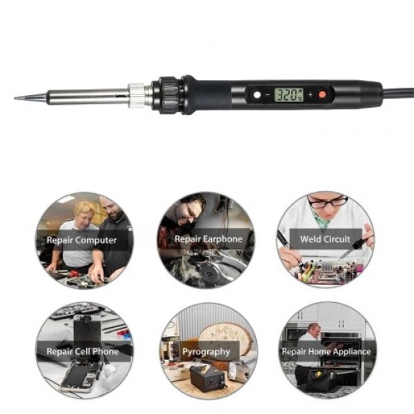 80W Professional LCD Digital Temperature Adjustable Electric Soldering Iron Tool Lead-free Mini Soldering Station