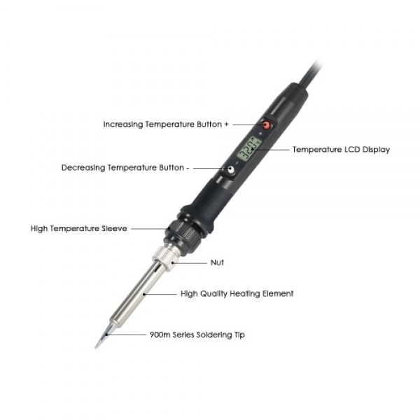 80W Professional LCD Digital Temperature Adjustable Electric Soldering Iron Tool Lead-free Mini Soldering Station