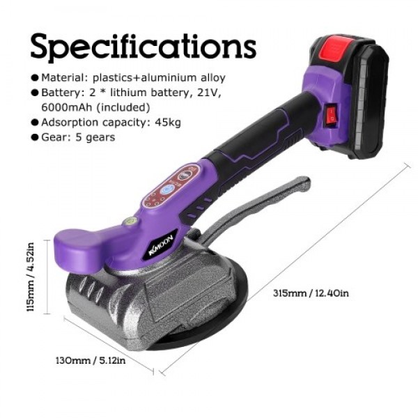 21V 45kg Adsorption Capacity Tile Tiling Machine Wall Floor Tiles Laying Vibrating Tool with 100*100mm Large Suction Cup