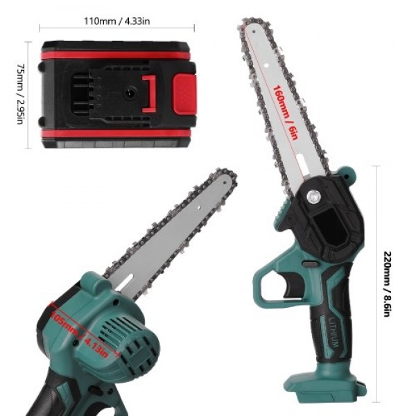 21V Two Battery Portable Mini Electric Pruning Saw Rechargeable Small Wood Spliting Chainsaw One-handed Woodworking Tool for Gar