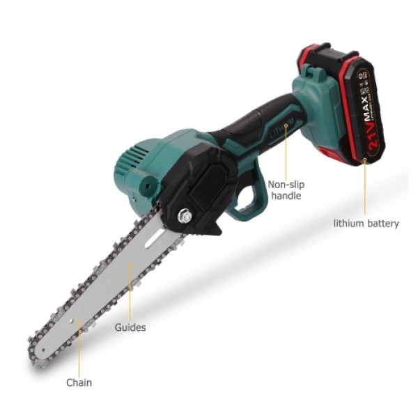 21V Two Battery Portable Mini Electric Pruning Saw Rechargeable Small Wood Spliting Chainsaw One-handed Woodworking Tool for Gar