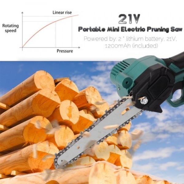 21V Two Battery Portable Mini Electric Pruning Saw Rechargeable Small Wood Spliting Chainsaw One-handed Woodworking Tool for Gar