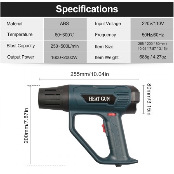 Hot Air Blower 2000W High Power Heavy Duty Fast El...