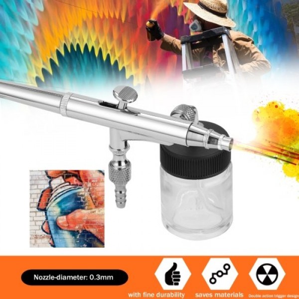 Professional T134 Airbrush Set for Model Making Art Painting with G1/8 Adapter Wrentch Dropper 2 Fluid Cups