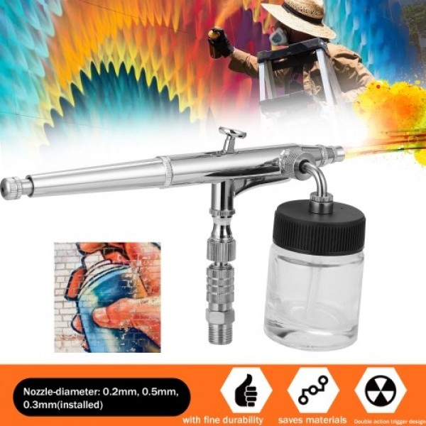 Professional Airbrush Set for Model Making Art Painting with G1/8 Adapter Wrentch 2 Fluid Cups 2Needles 2 Nozzles