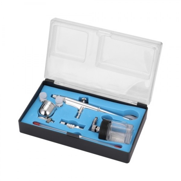 Professional Airbrush Set for Model Making Art Painting with G1/8 Adapter Wrentch 2 Fluid Cups 2Needles 2 Nozzles