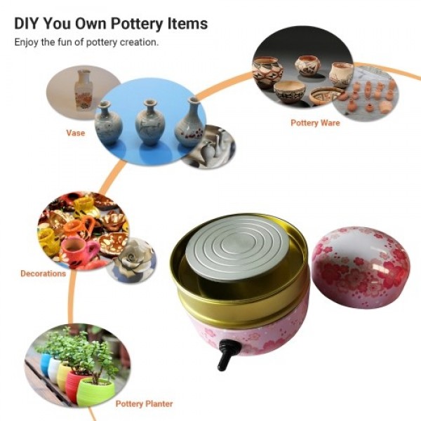 Mini Electric Pottery Wheel Portable Ceramic Machine with 6cm Turntable Clay Sculpting Wheel with Variable Speed and Clockwise/A