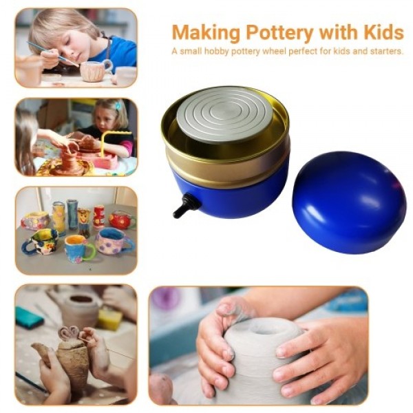 Mini Electric Pottery Wheel Portable Ceramic Machine with 6cm Turntable Clay Sculpting Wheel with Variable Speed and Clockwise/A