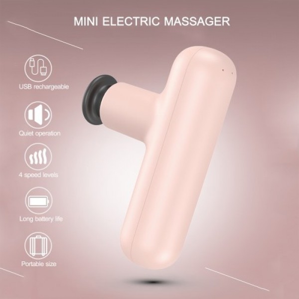 Mini Electric Massager Handheld Percussion Massager Muscle Massage Gun with 4 Massage Heads 4 Speed Level Rechargeable 2000mAh B