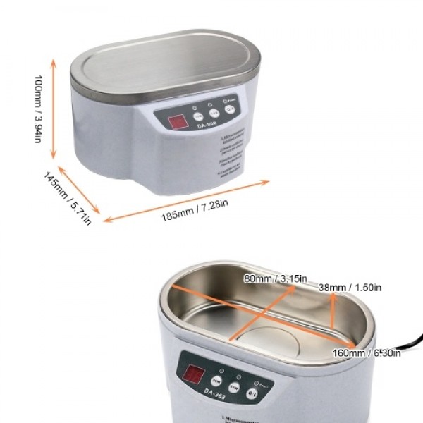 Intelligent Ultrasonic Cleaner Mini Household Ultrasonic Cleaning Machine Double Ultrasonic Vibration Clearing Machine 600ml Tan