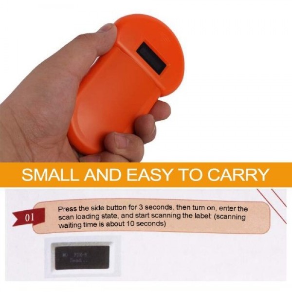 LF 134.2KHz Pocket Reader Handheld Animal Chip Reader Scanner Pet Dog Cat ID Reader