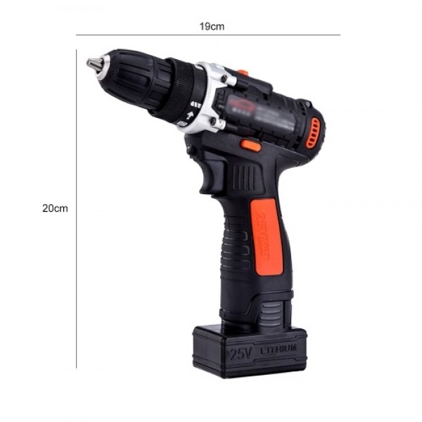 25V Cordless Drill / Driver Kit 1350rpm Variable Speed Polisher Car Buffer Waxer Set Power Screwdriver with Light Rechargeable w