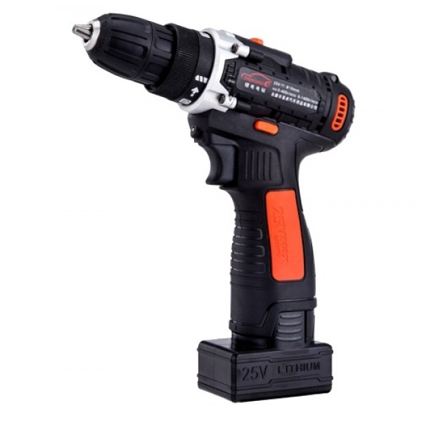 25V Cordless Drill / Driver Kit 1350rpm Variable Speed Polisher Car Buffer Waxer Set Power Screwdriver with Light Rechargeable w
