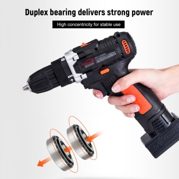 25V Cordless Drill / Driver Kit 1350rpm Variable Speed Polisher Car Buffer Waxer Set Power Screwdriver with Light Rechargeable w