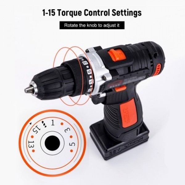 25V Cordless Drill / Driver Kit 1350rpm Variable Speed Polisher Car Buffer Waxer Set Power Screwdriver with Light Rechargeable w