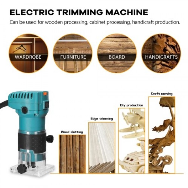 Speed Adjustable Multifunctional Woodworking Electric Trimming Machine Electromechanical Wood Milling Engraving Slotting Machine
