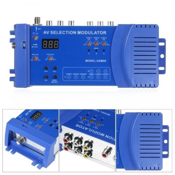 AMS90 Modulator AV Optional Modulator VHF UHF PAL/NTSC Standard RCA Converter Portable 100-240V Domestic Modulator RF Converter 